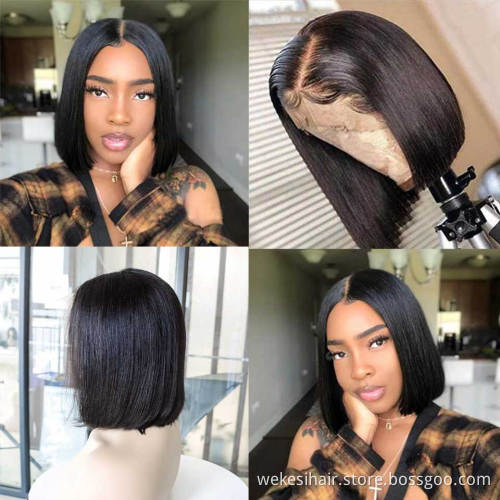 WKSwigs Wholesale Colorful Bob Wig 1b/99j Short Bob Cut Brazilian Human Hair Lace Front Wigs for Black Women Full and Thick Ends